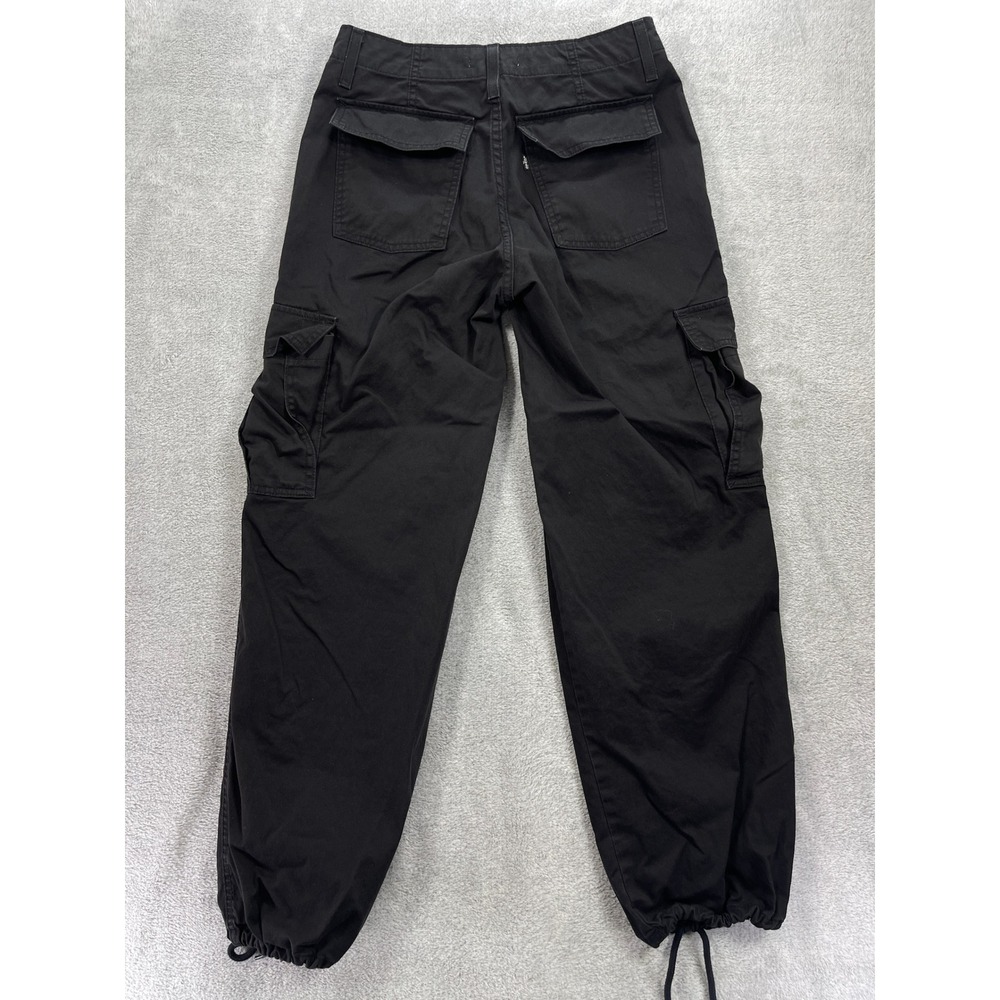 Levi's '94 Baggy Cargo Pants Women 26 Black Utility Drawstring Hem Cotton Twill - Picture 4 of 13